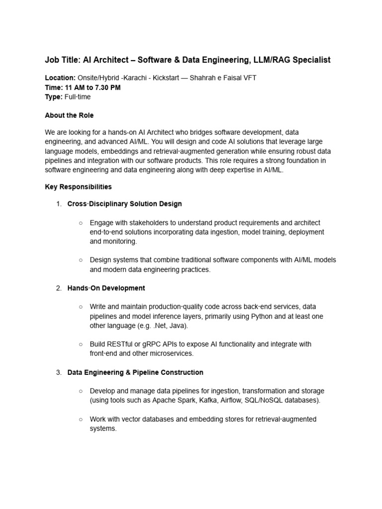 AI Architect: LLM/RAG Specialist Role | PDF | Artificial Intelligence ...