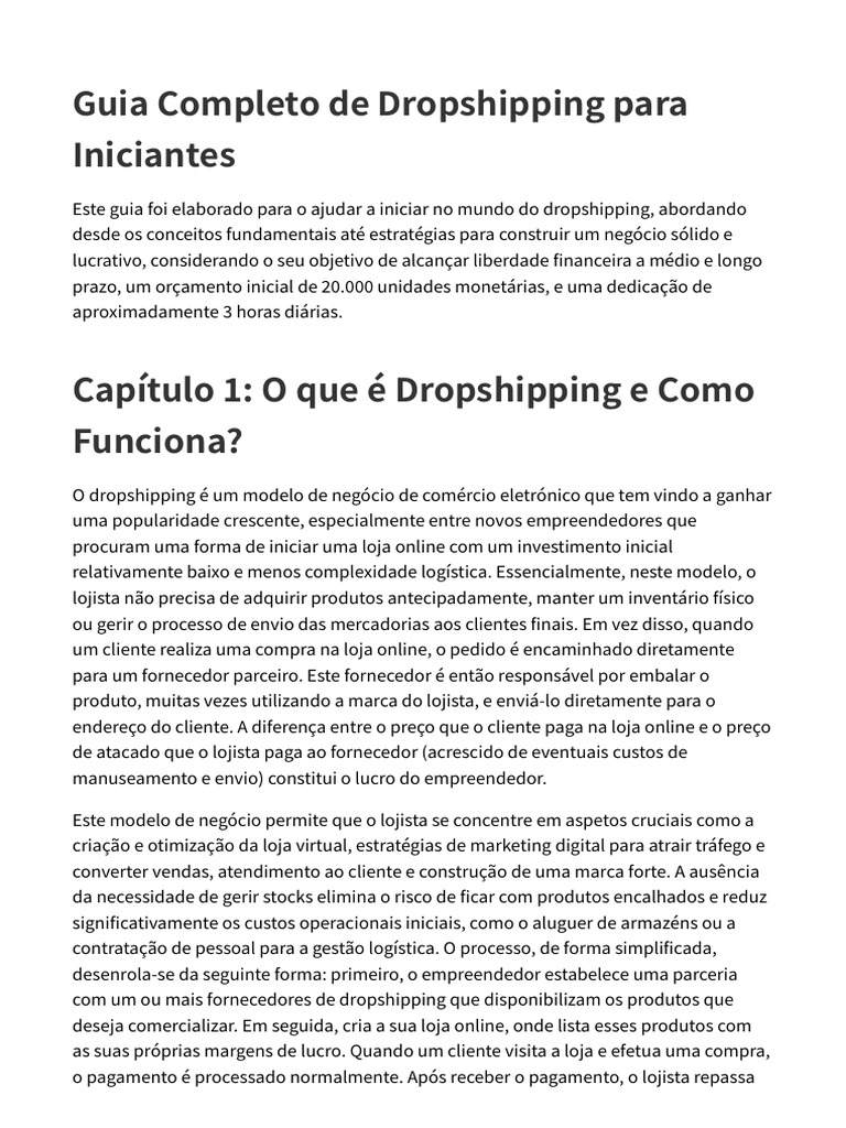 Guia Prático de Dropshipping para Iniciantes | PDF | Marketing | E-commerce