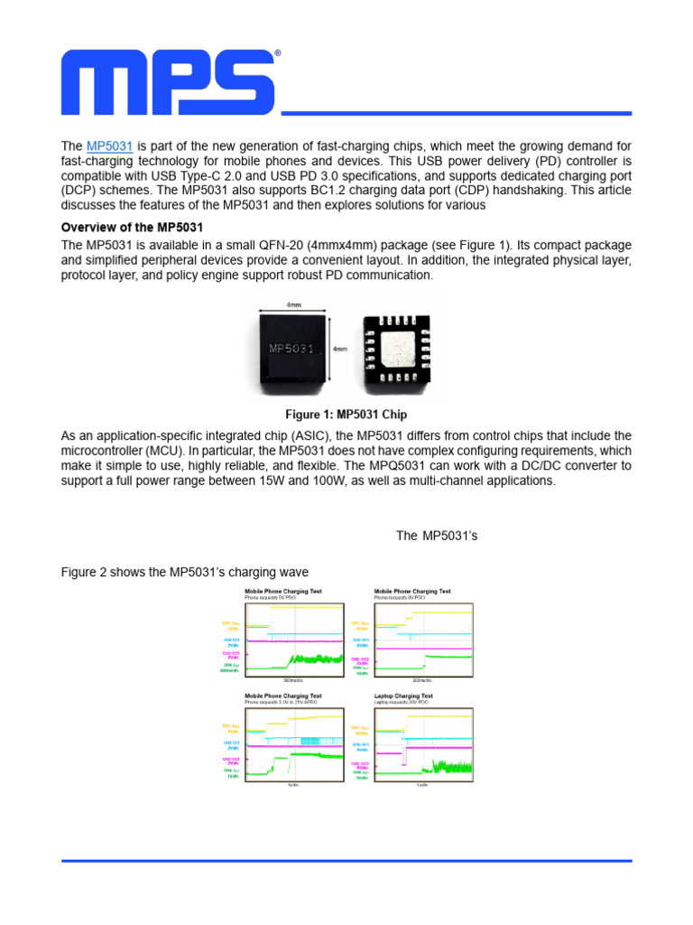 MP5031 USB PD Controller Overview | PDF | Usb | Electricity