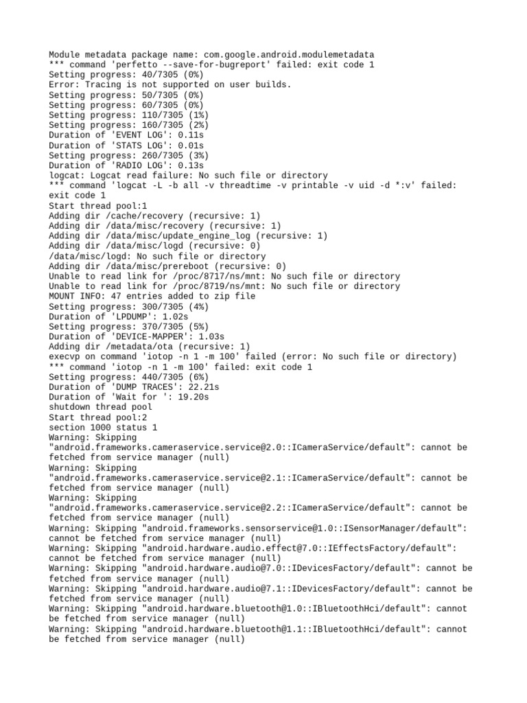 Android Module Metadata Errors Log | PDF | Software | System Software