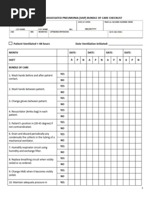 VAP Care Bundle Checklist 2023 | PDF | Pulmonology
