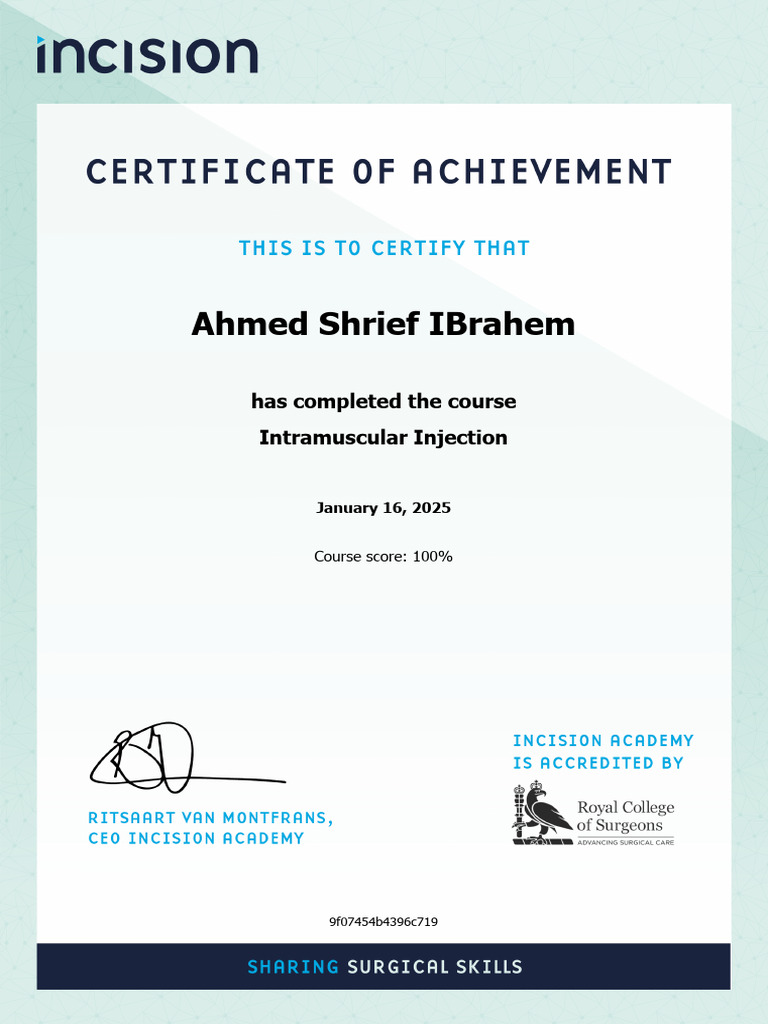 Ahmed Shrief's Medical Course Achievements | PDF