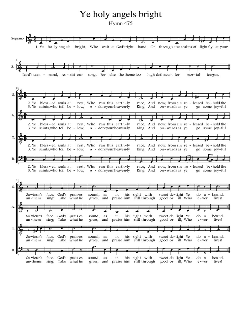 Ye Holy Angels Bright - Descant | PDF | Religious Belief And Doctrine