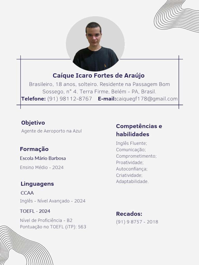 Currículo de Caíque Araújo para Aeroporto | PDF