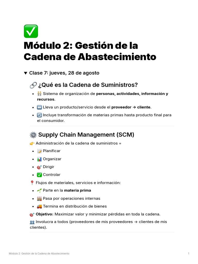 Mdulo 2 Gestin de La Cadena de Abastecimiento | PDF | Lean ...