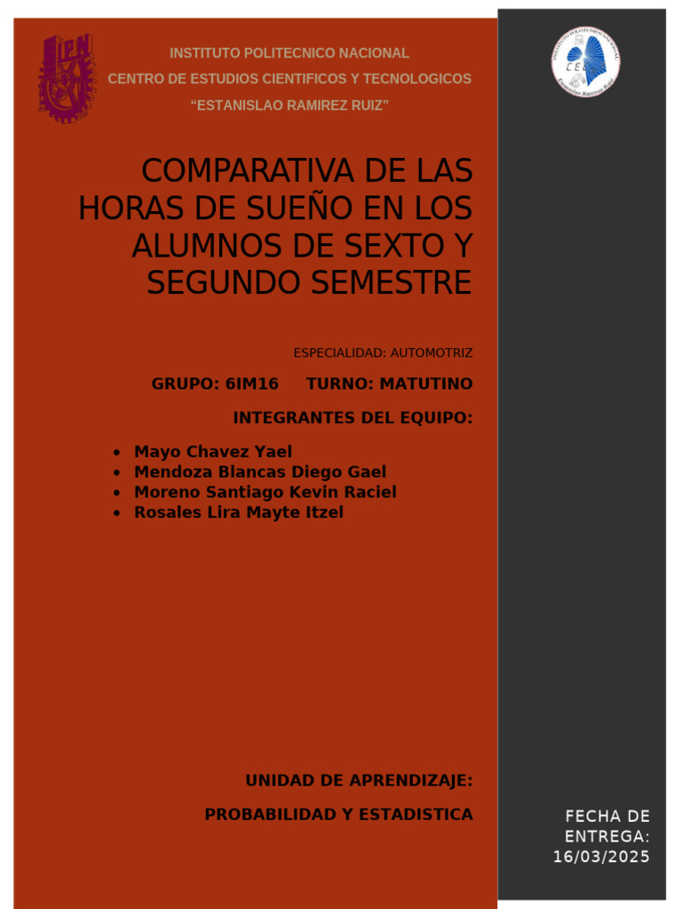Horas de Sueño en Estudiantes de Bachillerato | PDF | Dormir | Diferencia