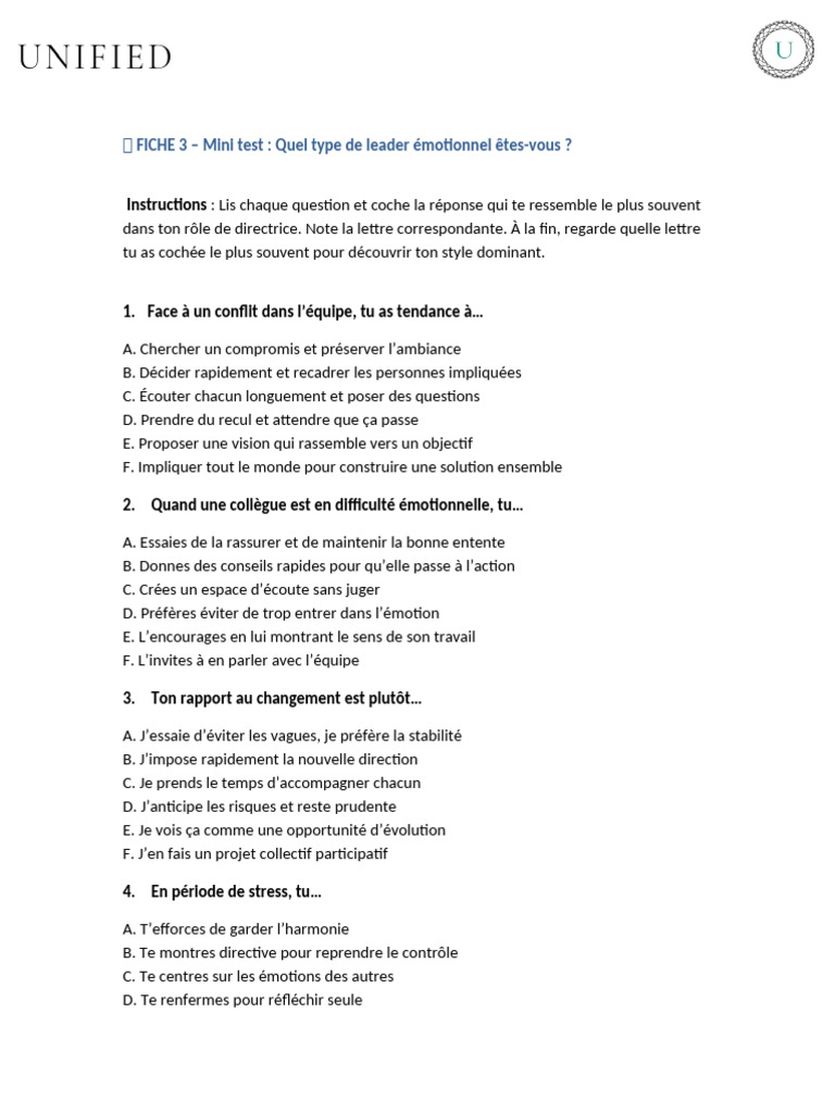 Test de style de leadership émotionnel | PDF