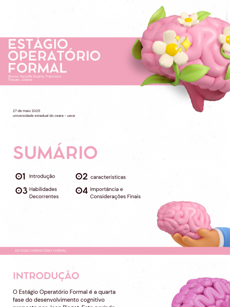 Estágio Operatório Formal: Piaget e Habilidades | PDF | Pensamento ...