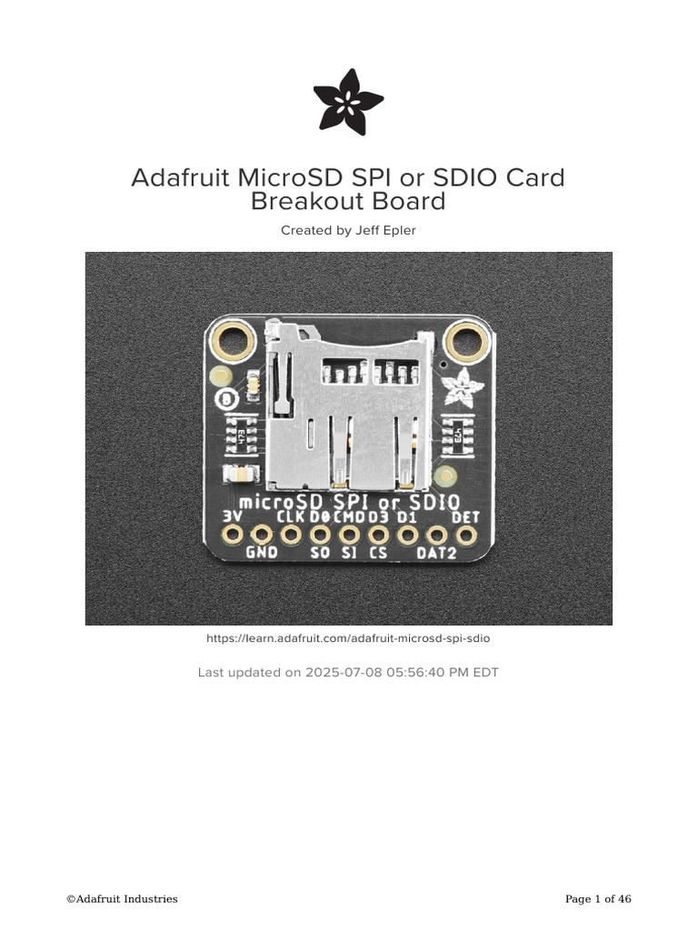 Adafruit MicroSD Card Breakout Guide | PDF | File System | Computing