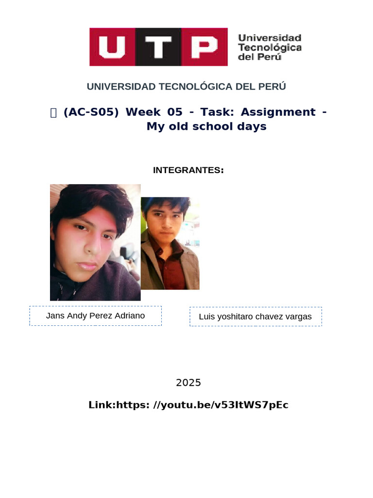 (AC-S05) Week 05 - Task Assignment - My Old School Days 10 | PDF