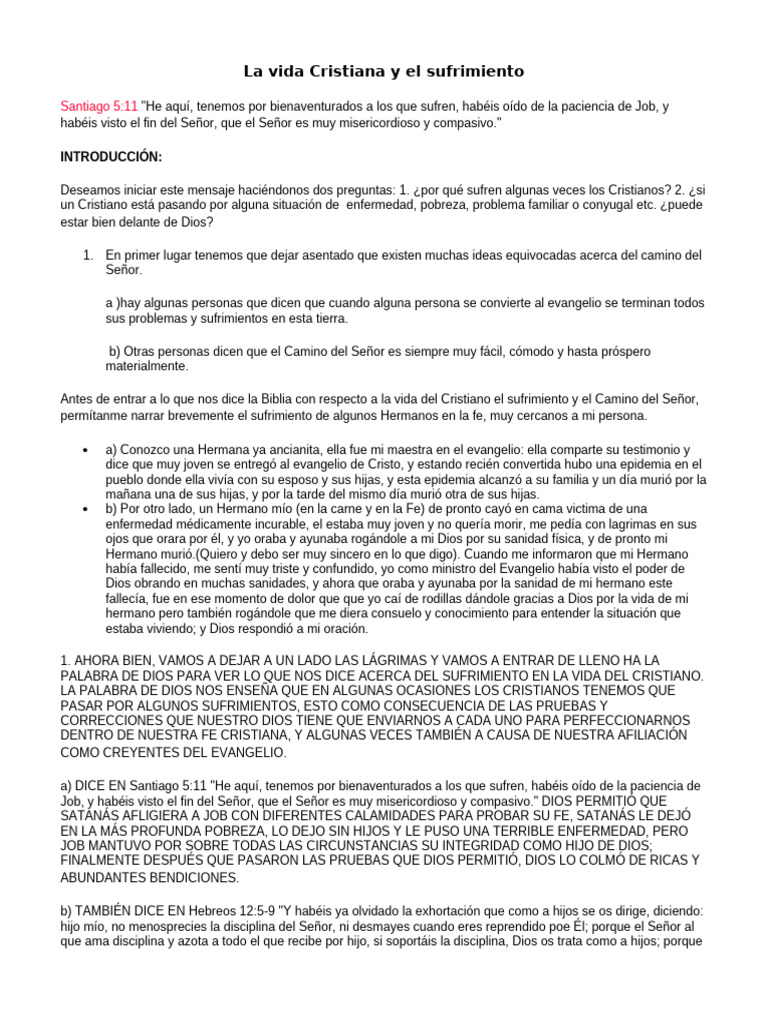 Sufrimiento y fe en la vida cristiana | PDF | Moisés | Dios