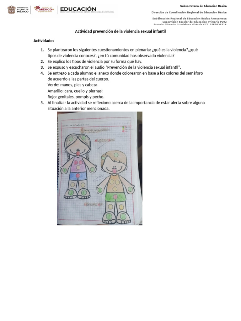 Actividad Prevención de La Violencia Sexual Infantil | PDF