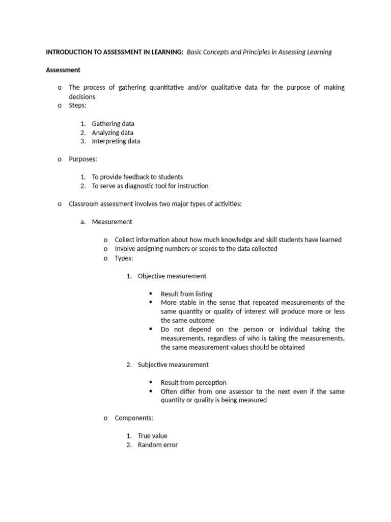 Assessment in Learning: Key Concepts | PDF | Educational Assessment ...