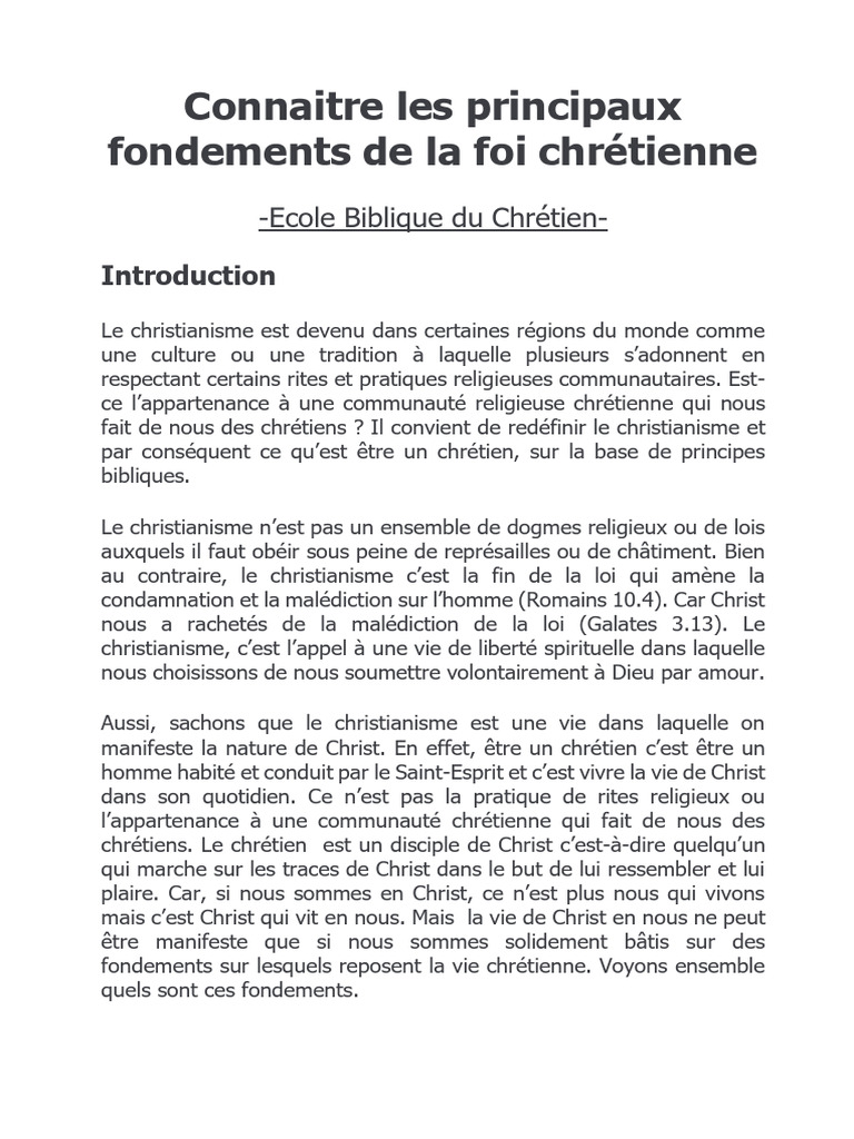 Fondements de la foi chrétienne | PDF | Baptisme | Jésus