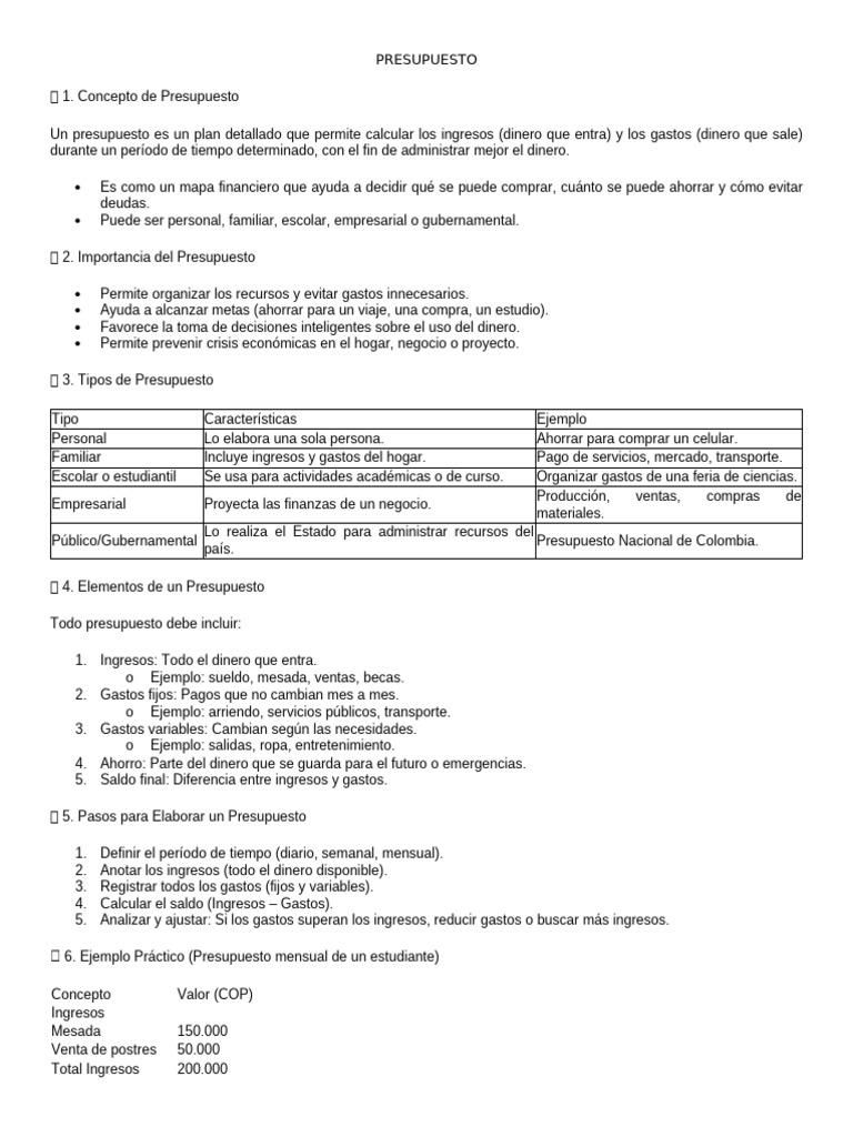 Guía Completa para Elaborar un Presupuesto | PDF | Presupuesto | Economias