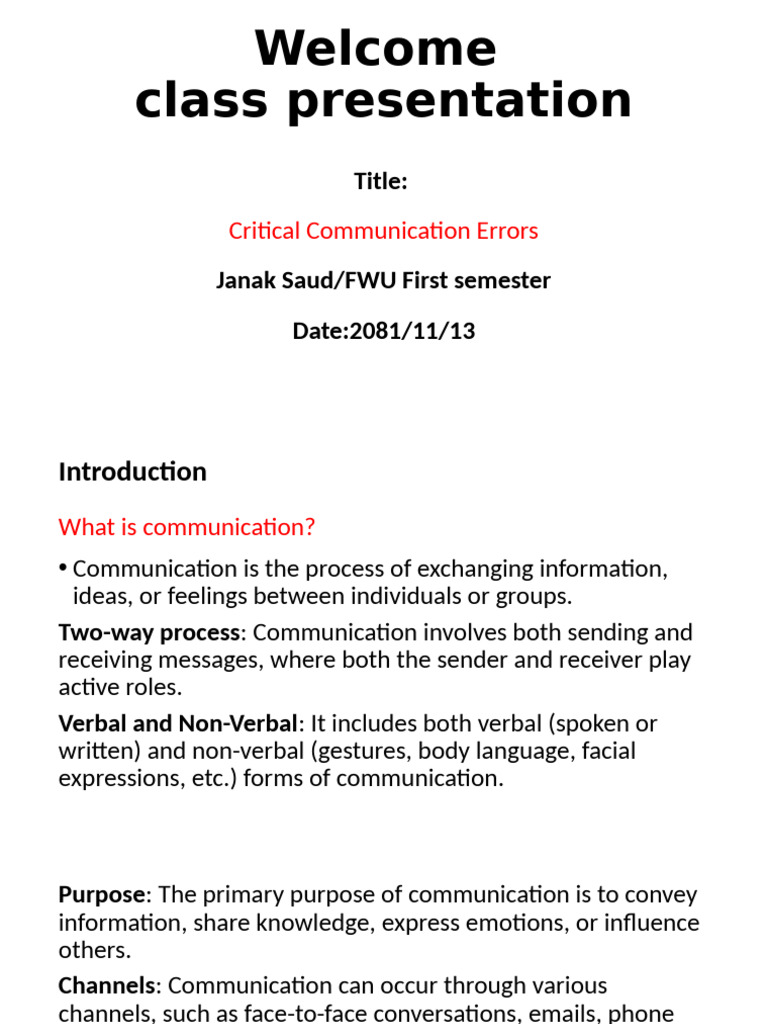 Critical Communication Errors Explained | PDF | Communication ...