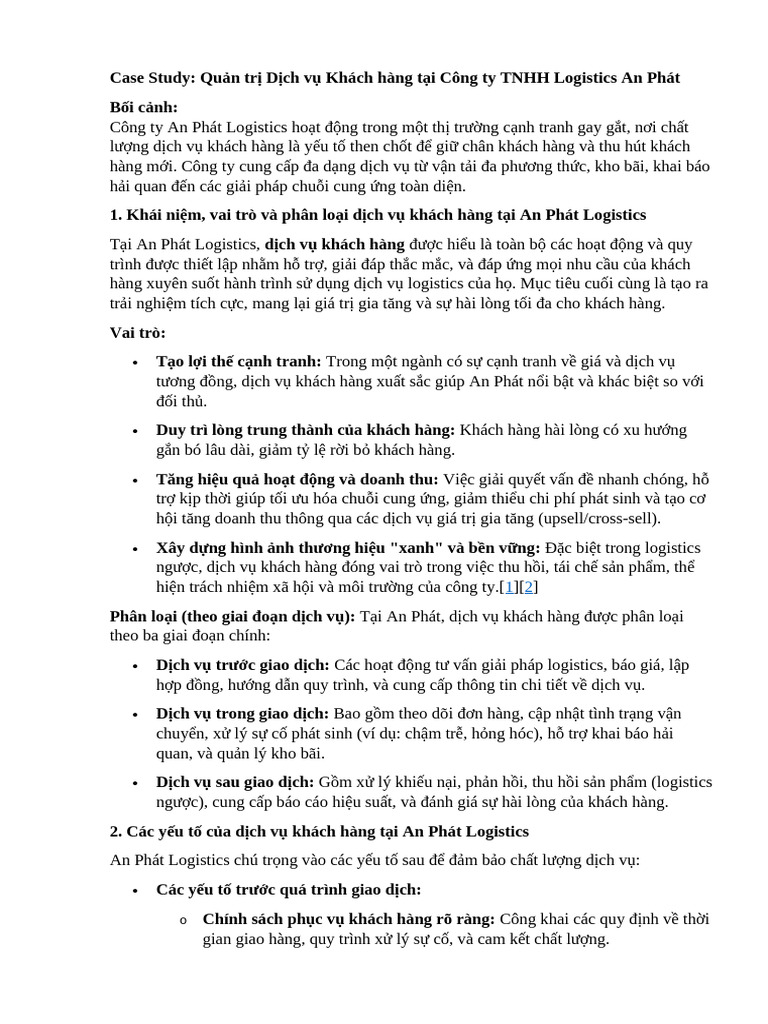 Case Study Logistics | PDF