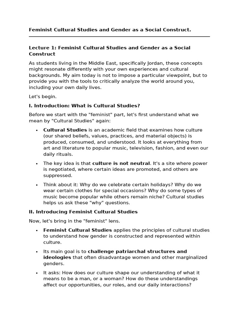 Feminist Cultural Studies: Gender Constructs | PDF | The Yellow ...