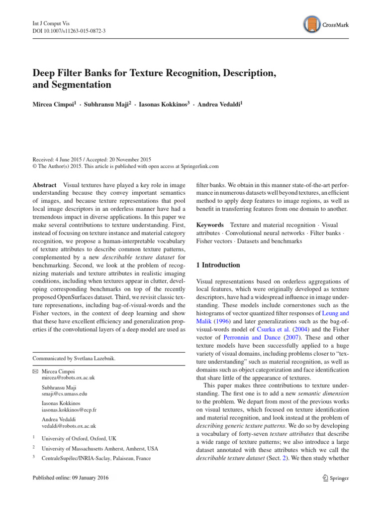 Cimpoi 16 Deep | PDF | Perception | Texture Mapping