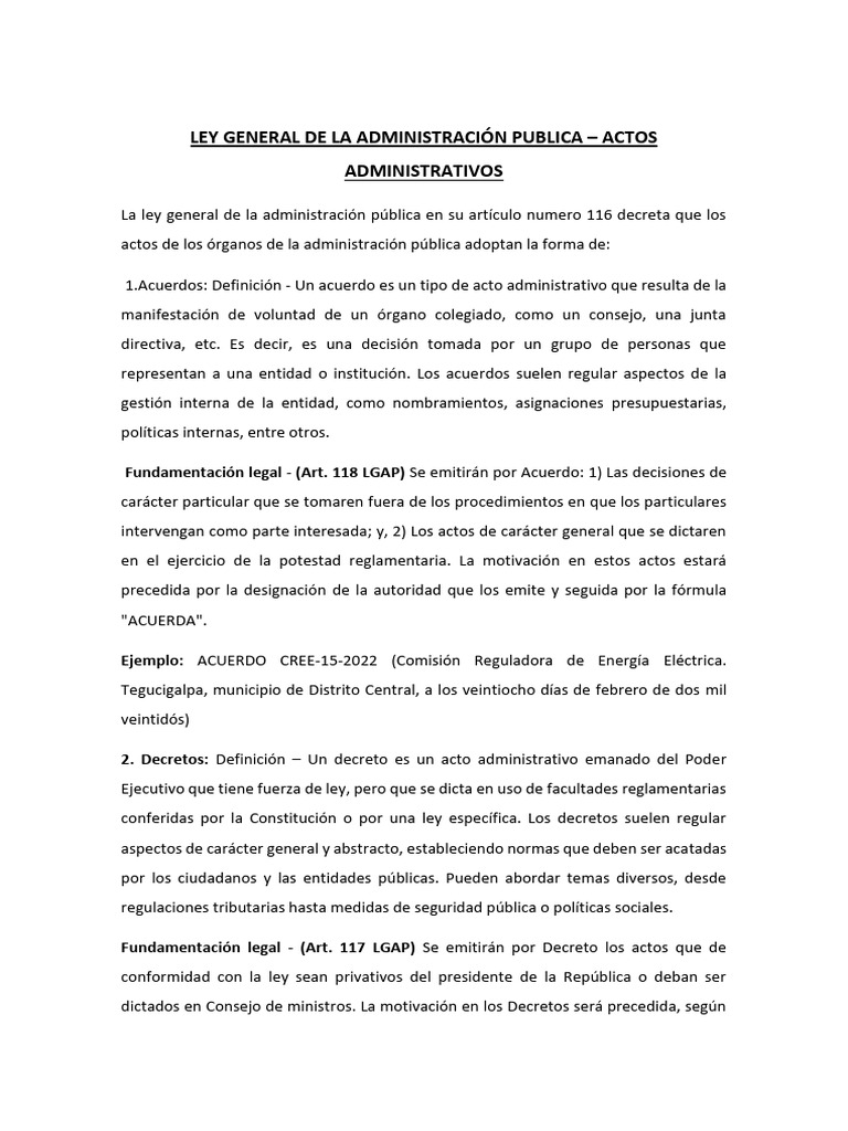 Actos Administrativos en la LGAP | PDF | Administración Pública ...