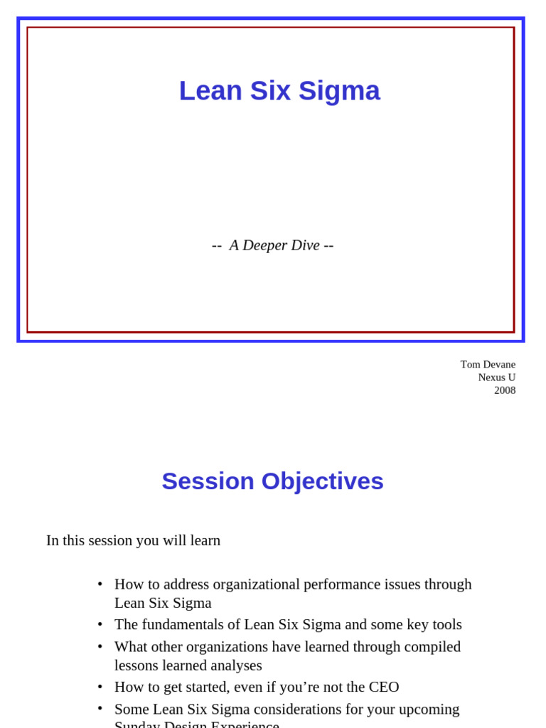 Handout-Lean Six Sigma | PDF | Six Sigma | Lean Manufacturing