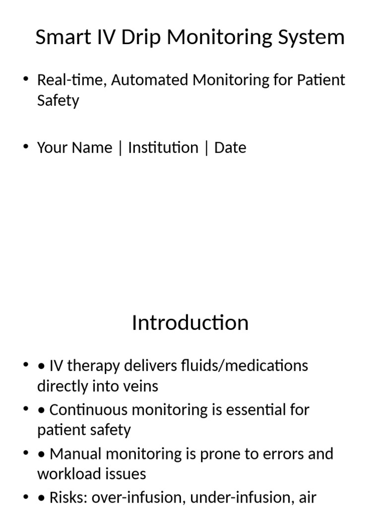 Smart IV Drip Monitoring System Overview | PDF | Internet Of Things ...