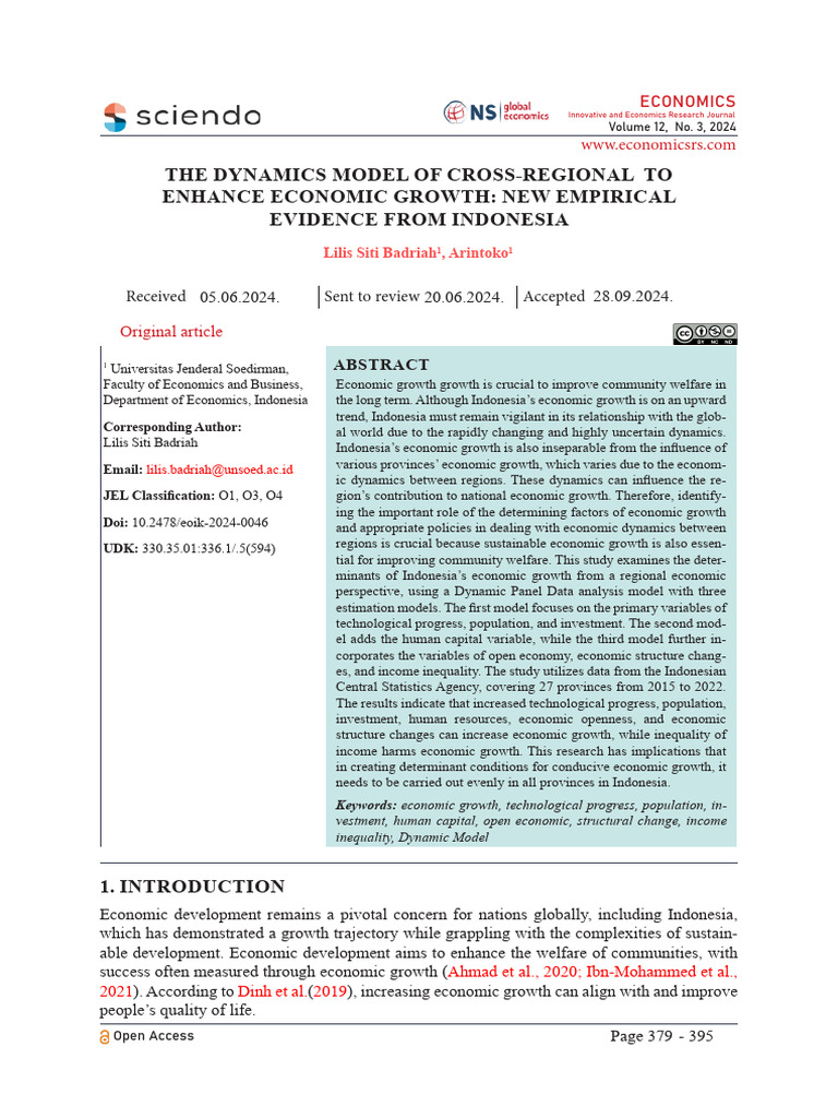 The Dynamics Model of Cross Regional To Enhance Economic Growth New ...