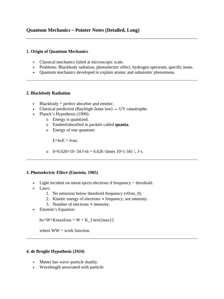 Quantum Mechanics Overview and Key Concepts | PDF | Atomic Orbital ...