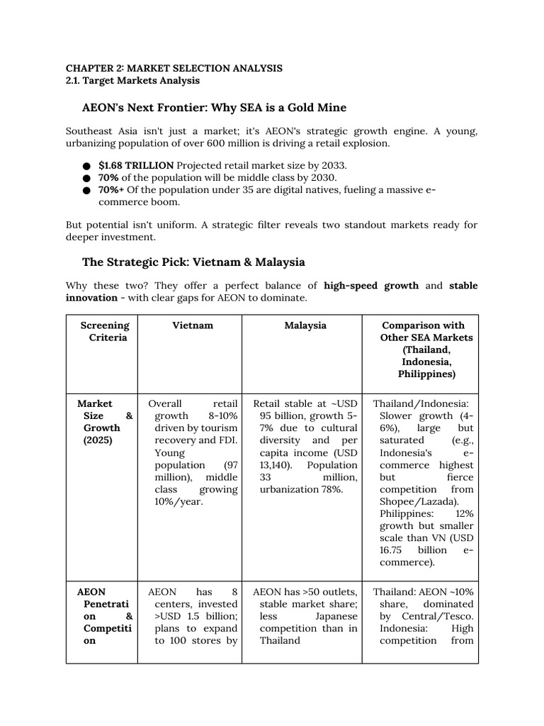 AEON's Strategic Market Focus: SEA Insights | PDF | Purchasing Power ...