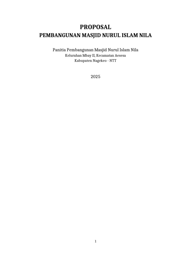 Proposal Masjid Nurul Islam Nila WithCoverAndTOC | PDF