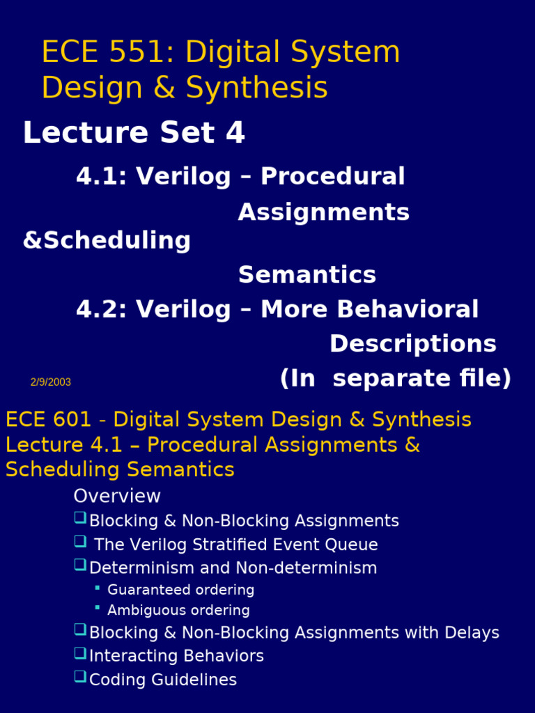 Verilog Procedural Assignments Guide | PDF | Computer Programming ...