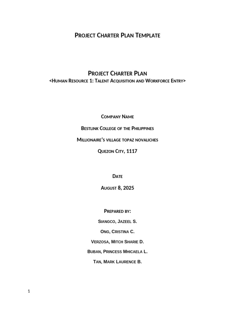 Talent Acquisition Project Charter Template | PDF | Human Resources ...