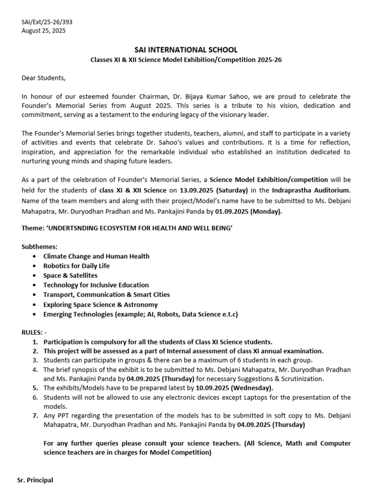 Science Model Competition 2025-26 | PDF