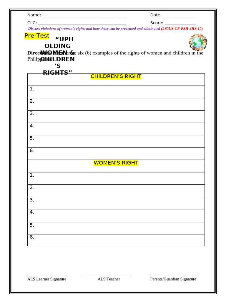 Ls5-Module 4 - Upholding Women - Children's Rights | PDF