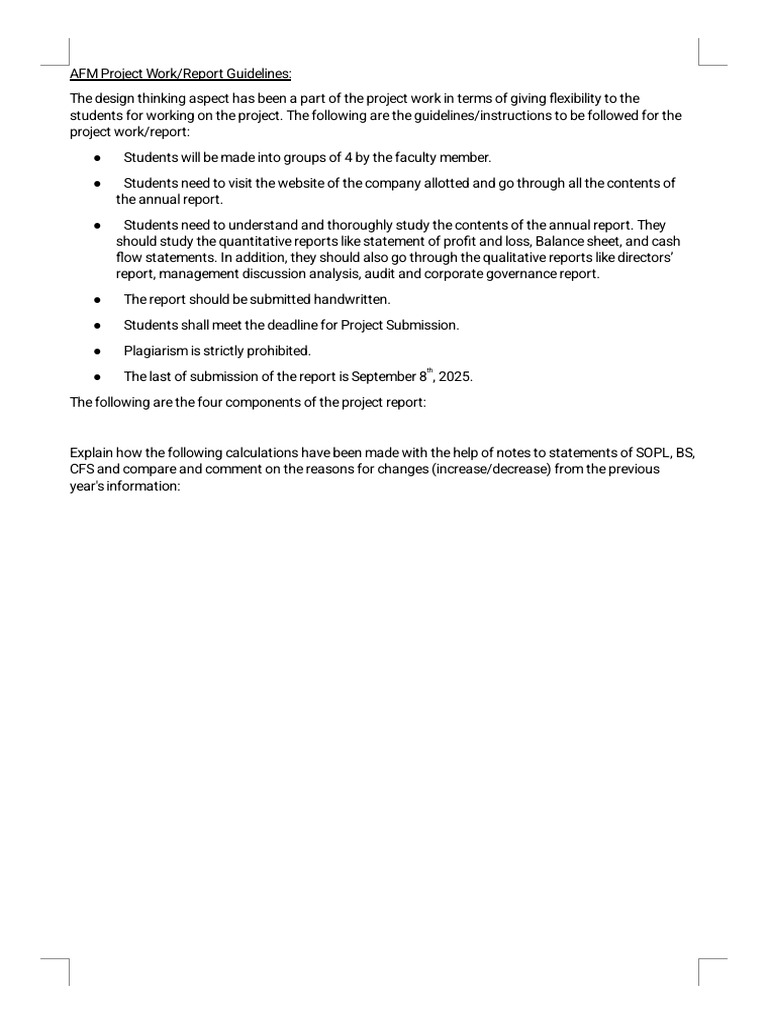 Project Report Guidelines for AFM | PDF