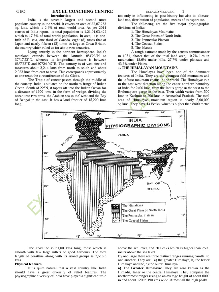 India's Physiographic Diversity Overview | PDF | Himalayas | Indus River