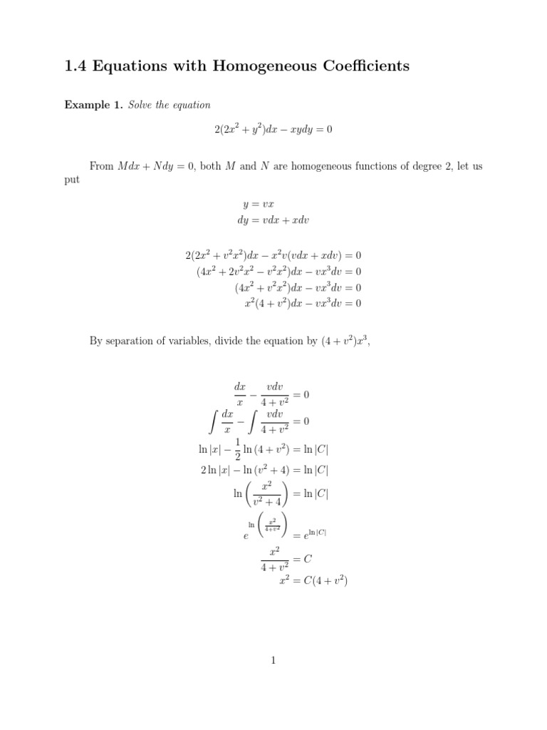 De Homogeneous | PDF | Mathematical Objects | Equations
