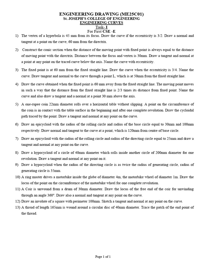 ME25C01 Engineering Drawing Tasks | PDF | Circle | Euclidean Plane Geometry