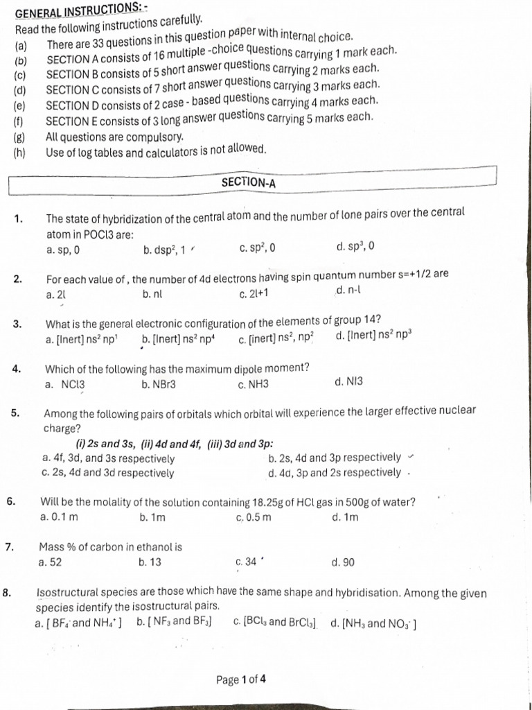 Chemistry Class 11 Half Yearly Ch1-5 | PDF