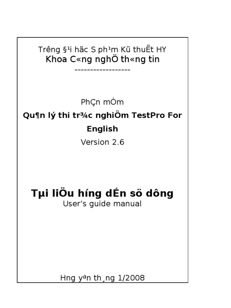 Khoa C NG Nghö TH NG Tin - : T I Liöu Híng Dén Sö Dông | PDF | Works