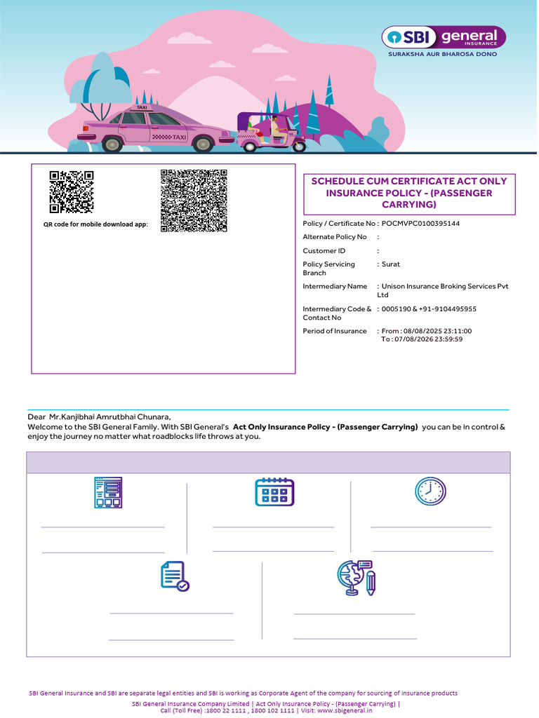 SBI General Act Only Insurance Policy | PDF | Insurance | Driving