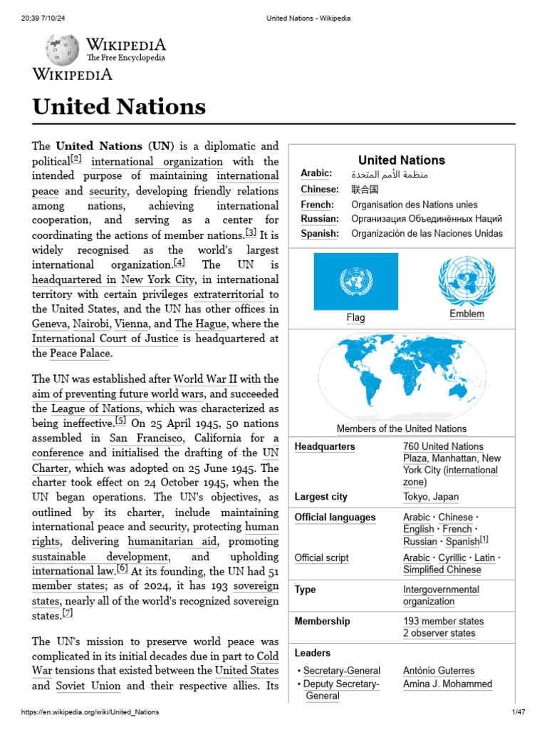 Overview of the United Nations | PDF | United Nations | International ...