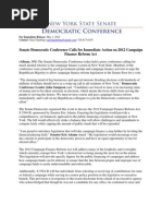 Senate Democratic Conference Calls For Immediate Action On 2012 Campaign Finance Reform Act
