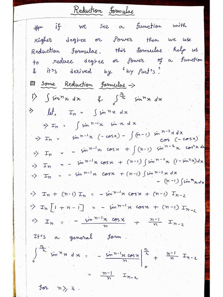 Reduction Formulae by RD Purushottam | PDF