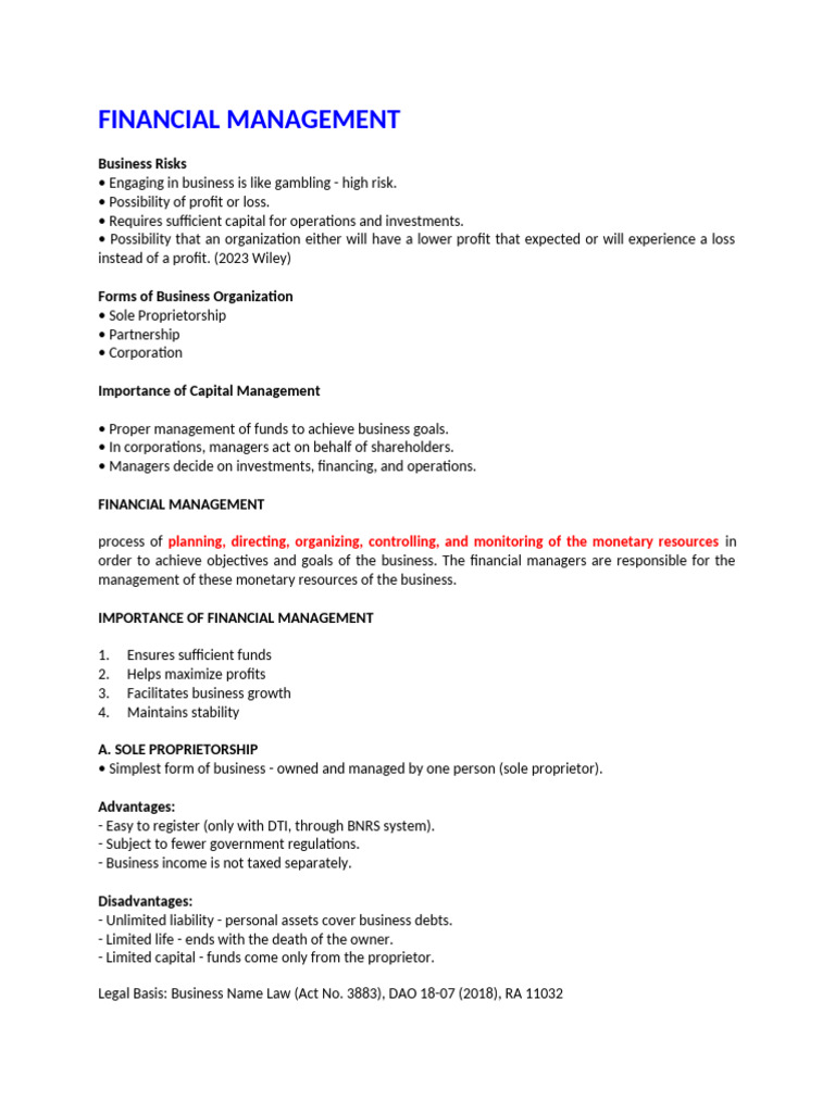 Business Financial Management Overview | PDF | Stocks | Securities ...