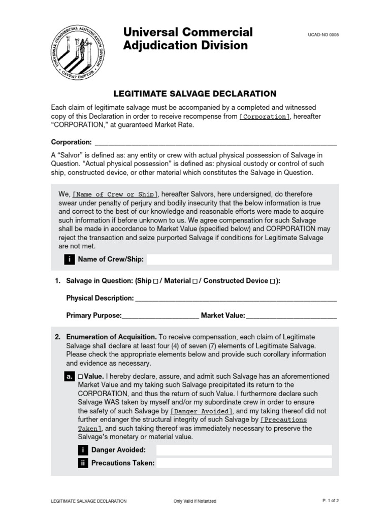 BoC Legitimate Salvage Declaration | PDF | Marine Salvage | Justice