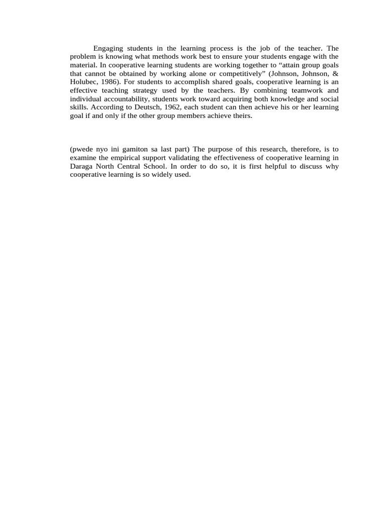 Effectiveness of Cooperative Learning | PDF