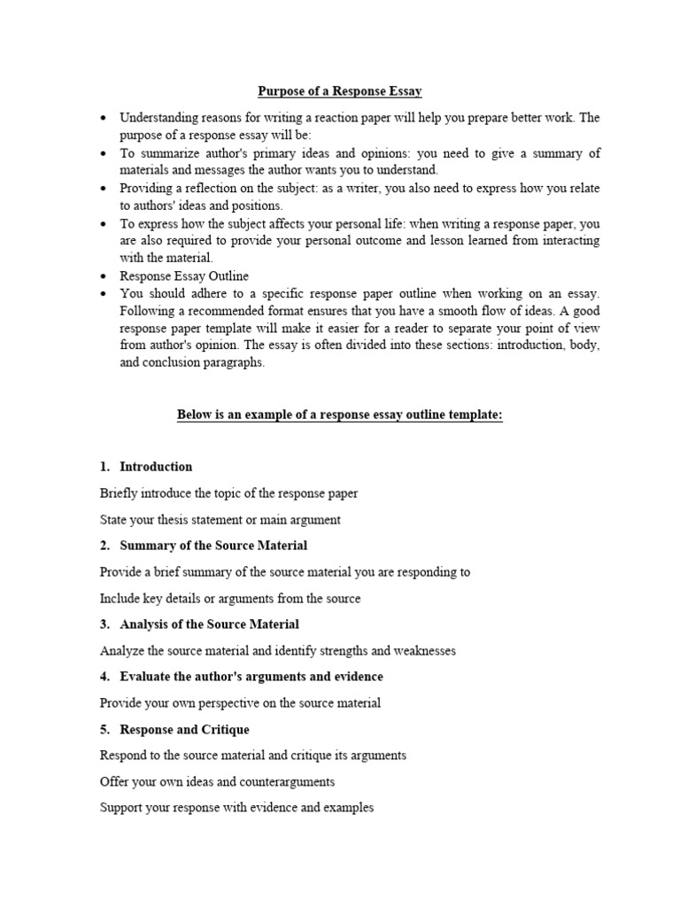 Writing a Response Essay Guide | PDF