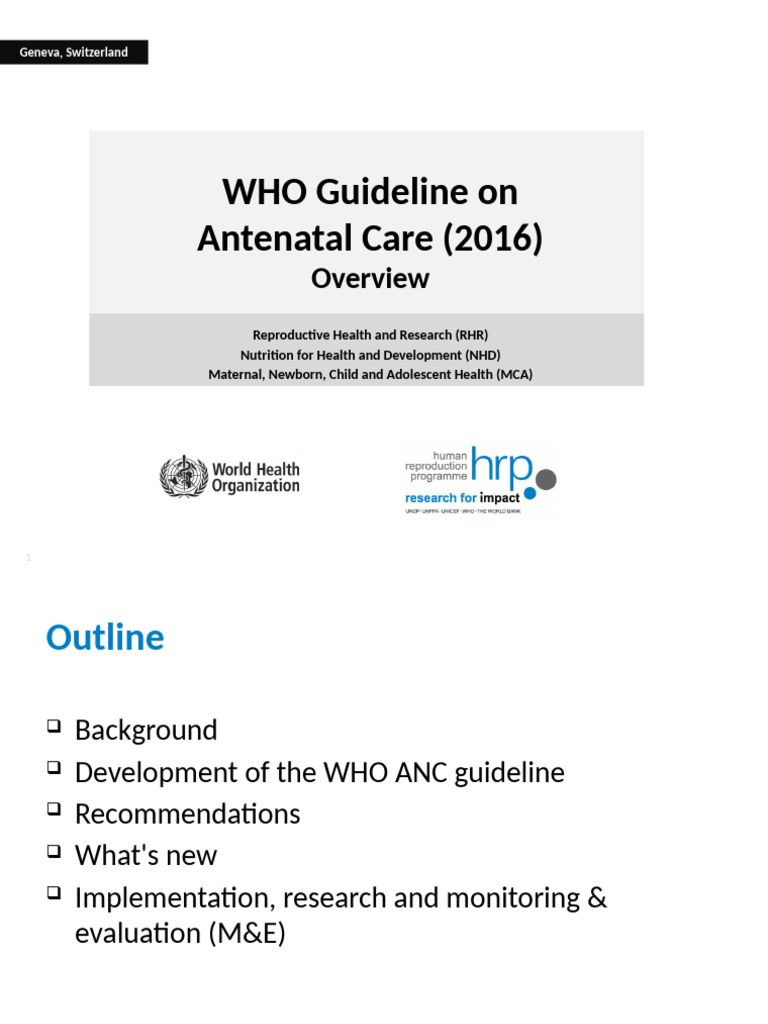 WHO Antenatal Care Guidelines 2016 | PDF | Pregnancy | Dietary Supplements