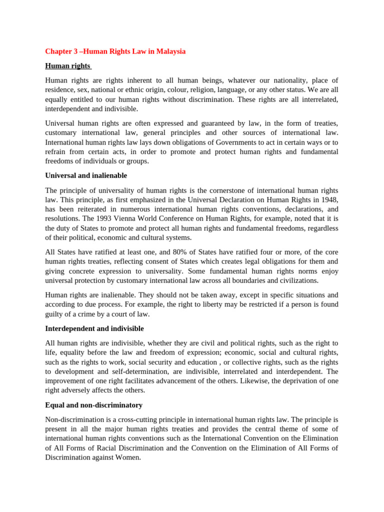 Human Rights Law in Malaysia | PDF | Human Rights | International Law